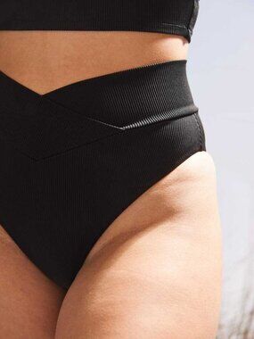 Aerie Ribbed Crossover High Cut Cheeky Bikini Bottom Size XS